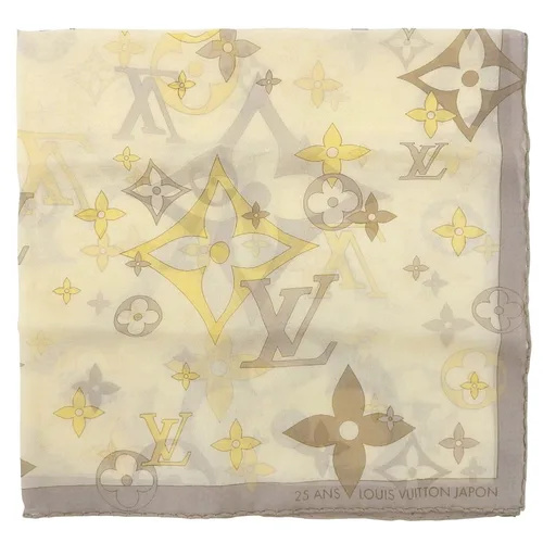 Monogram Pattern Scarf Gray/White/Yellow