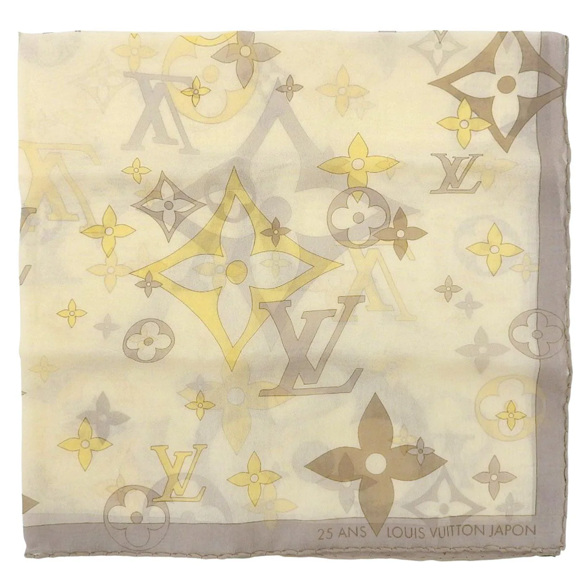 Monogram Pattern Scarf Gray/White/Yellow