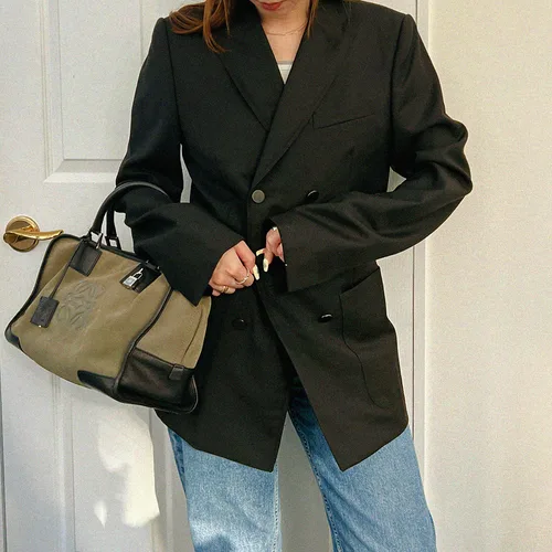 Wool Double-Breasted Jacket #44 Black