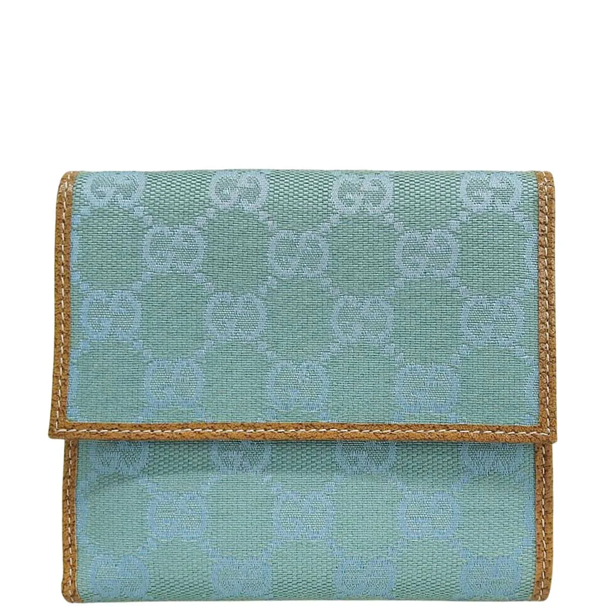 Canvas GG Pattern Compact Wallet Light Blue/Brown