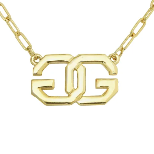 Logo Plate Necklace Gold