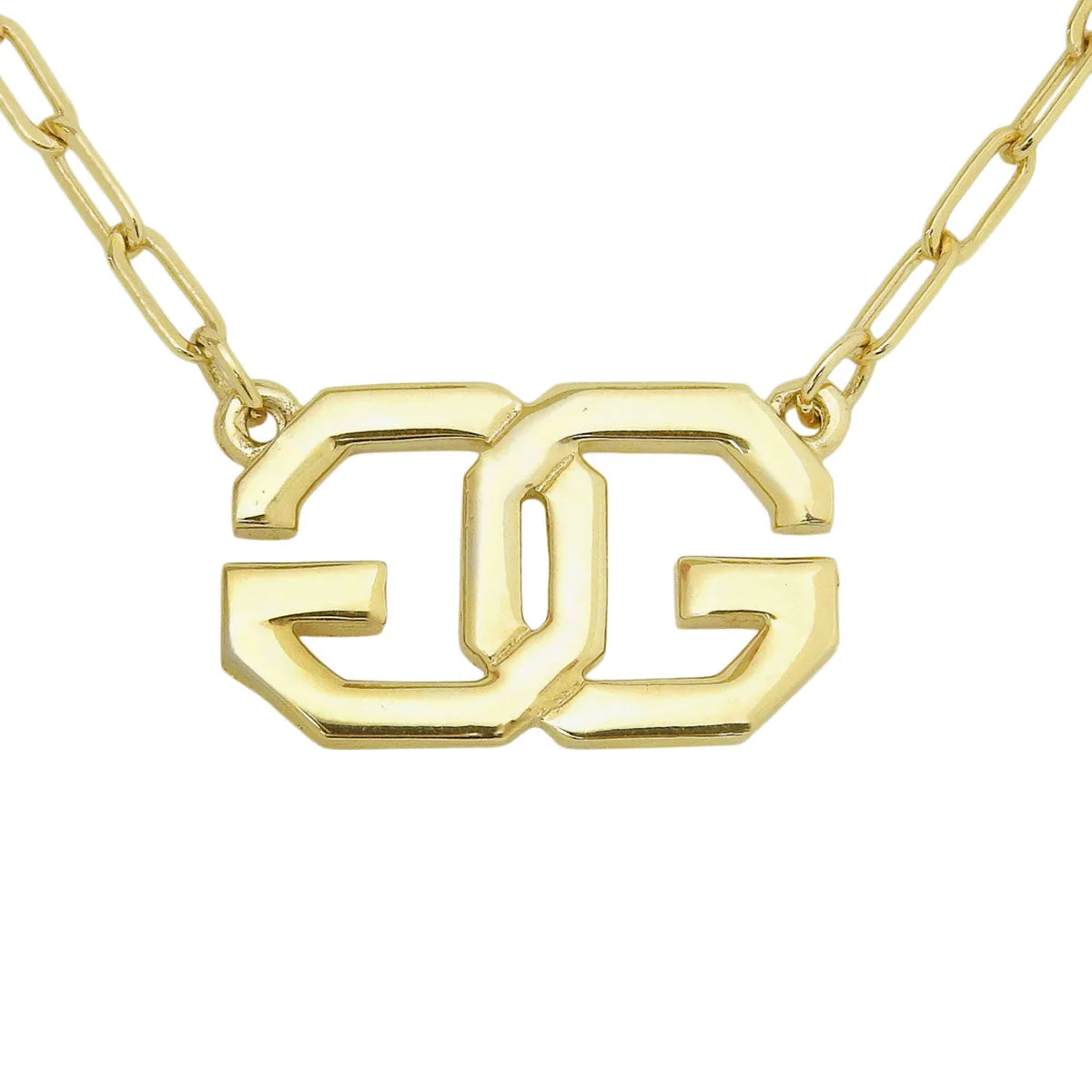 Logo Plate Necklace Gold