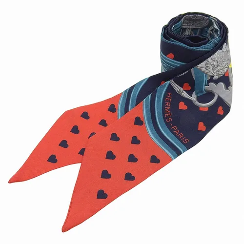 Brides de Gala Heart Pattern Twilly Red/Navy/Green Scarf