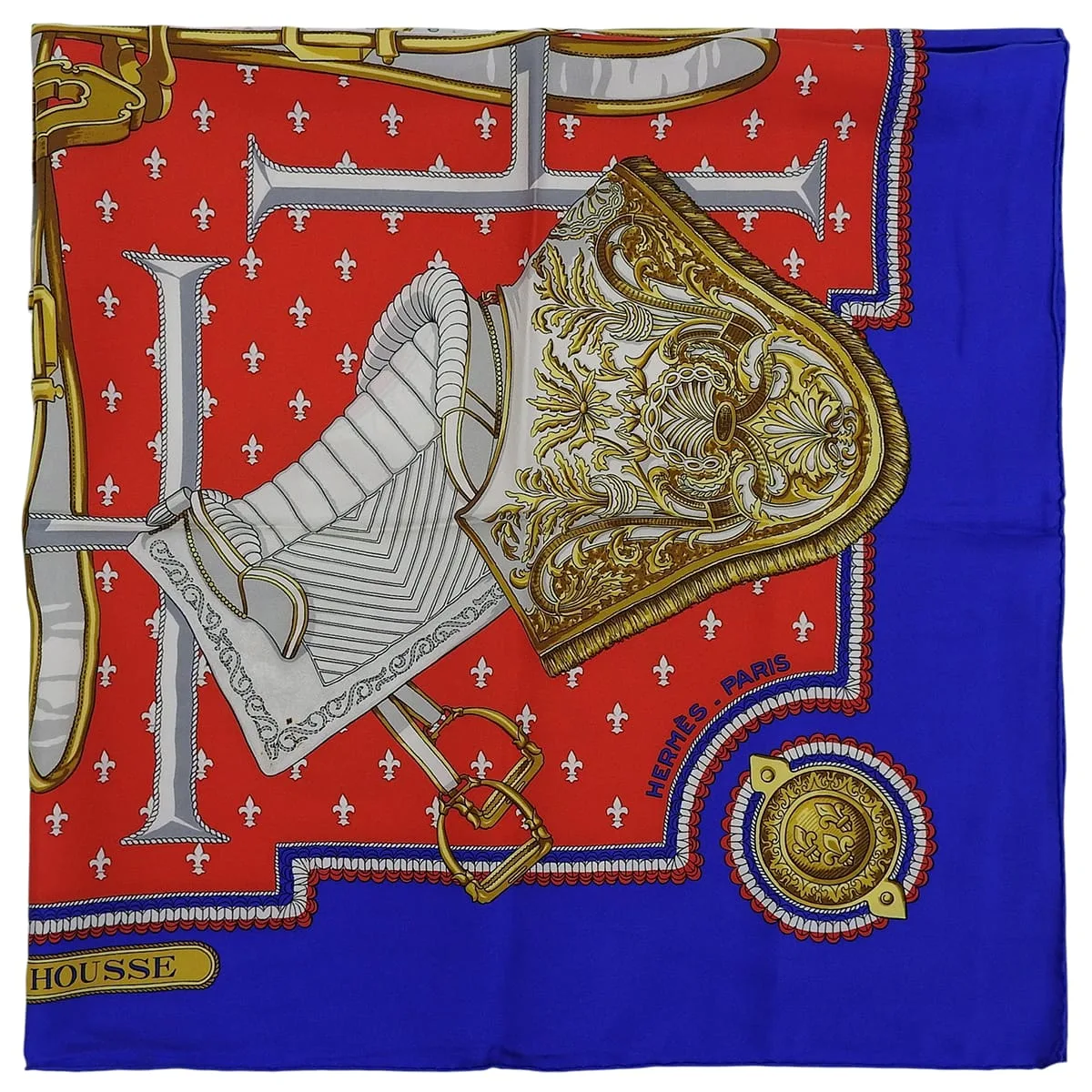 Carré 90 Selles à Housse Scarf Blue/Red