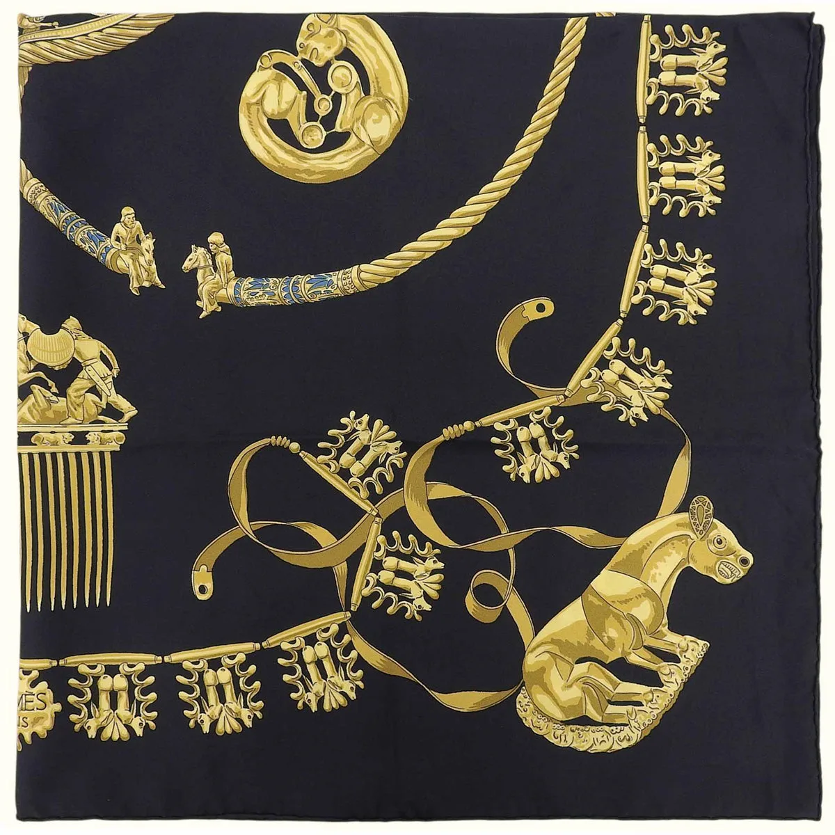 Carre 90 Les Cavaliers D'OR Scarf Black/Gold