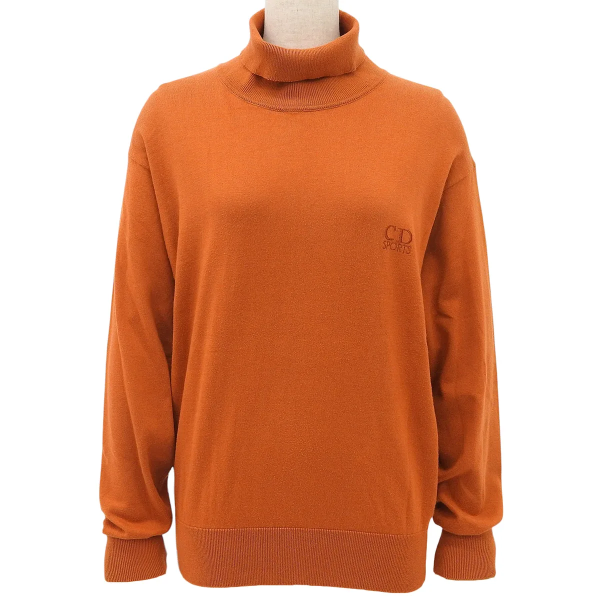 Logo Embroidered Sweater, Size M, Orange Knit/Sweater