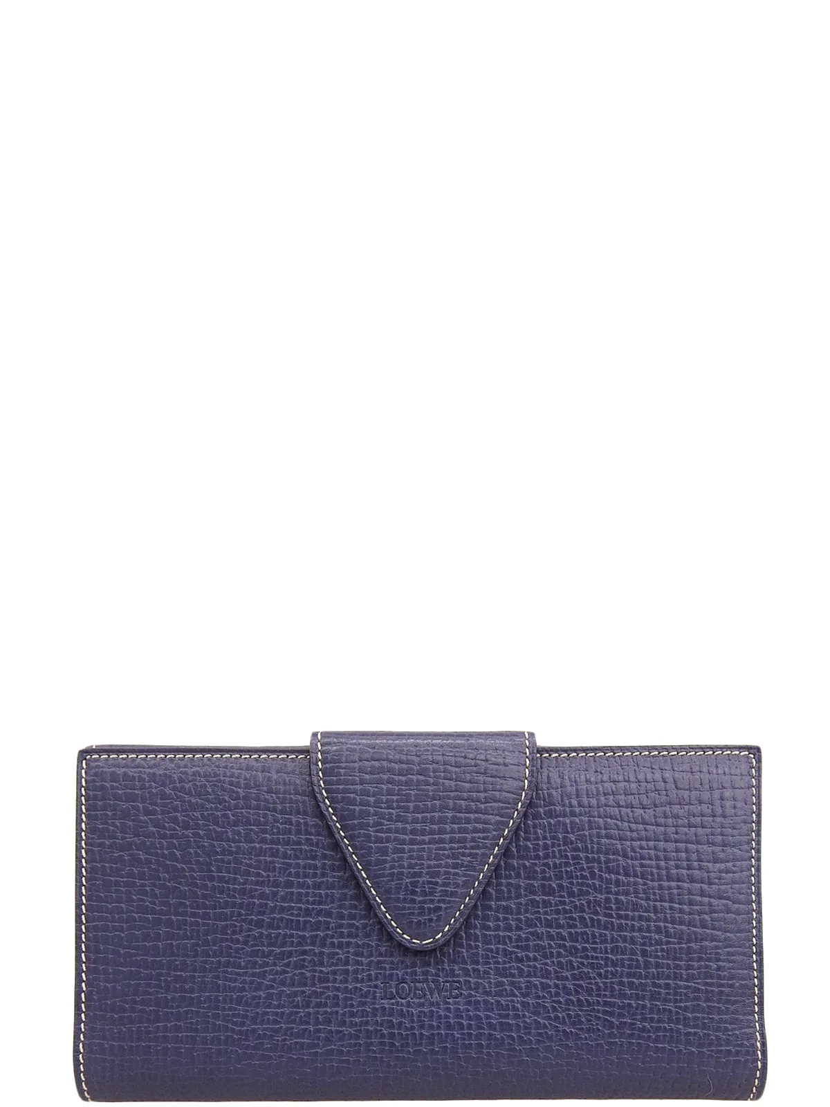 Logo Embossed Long Wallet Navy