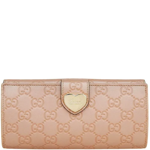ssima Pattern Heart Logo Play Long Wallet Pink Beige