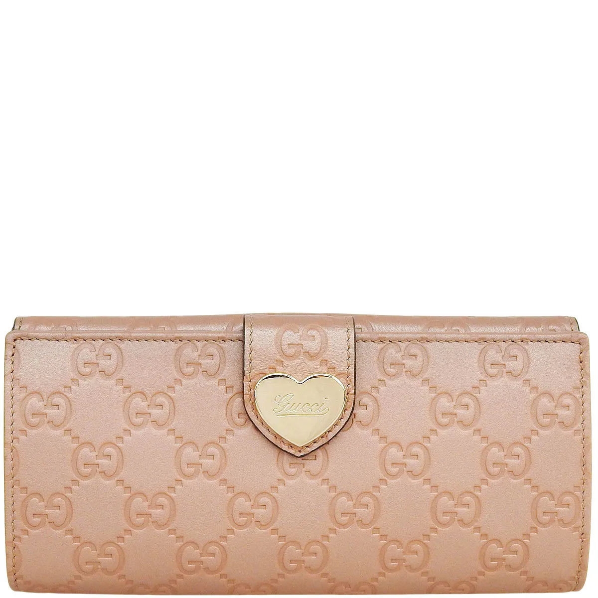 ssima Pattern Heart Logo Play Long Wallet Pink Beige