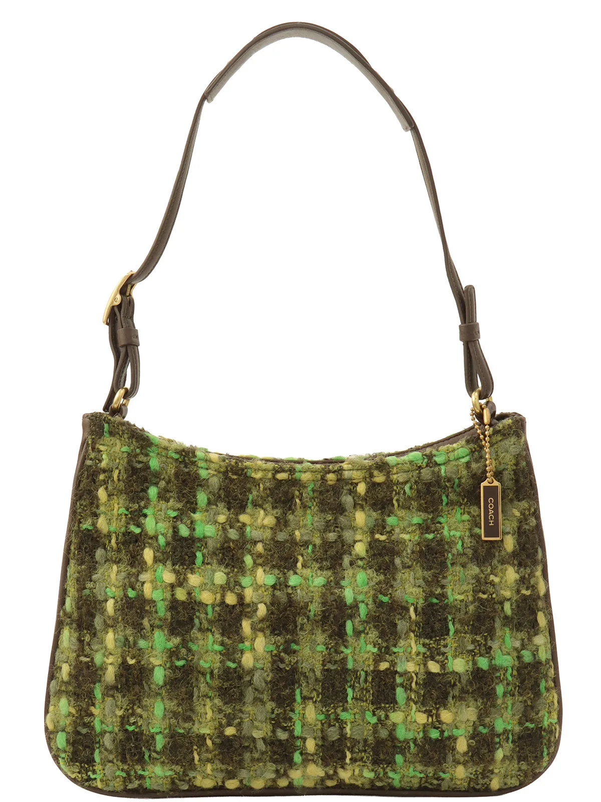 Felt and Leather Combination Handbag, Green/Black