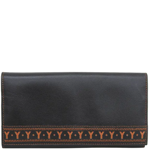 Y-Cut Long Wallet Black/Orange