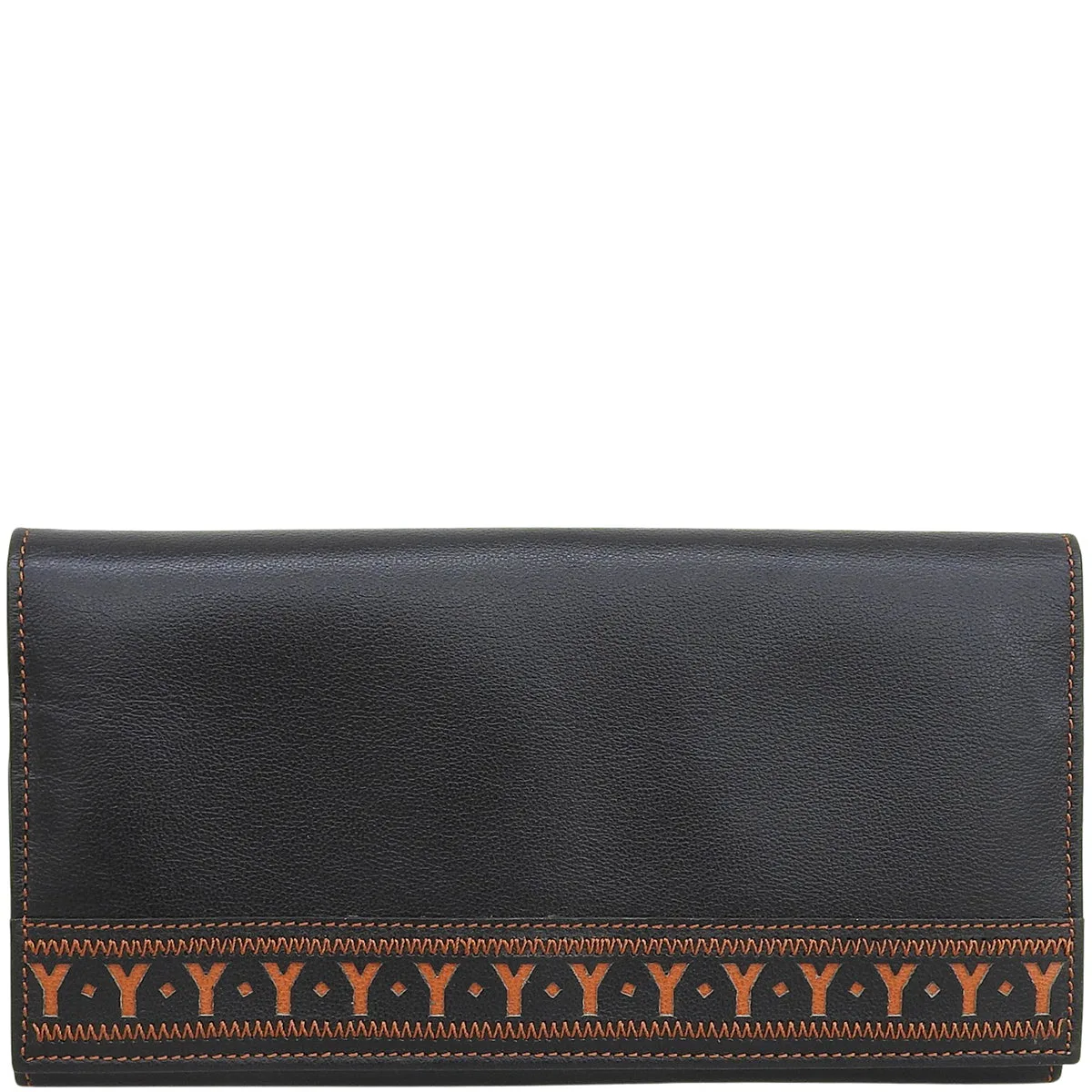 Y-Cut Long Wallet Black/Orange
