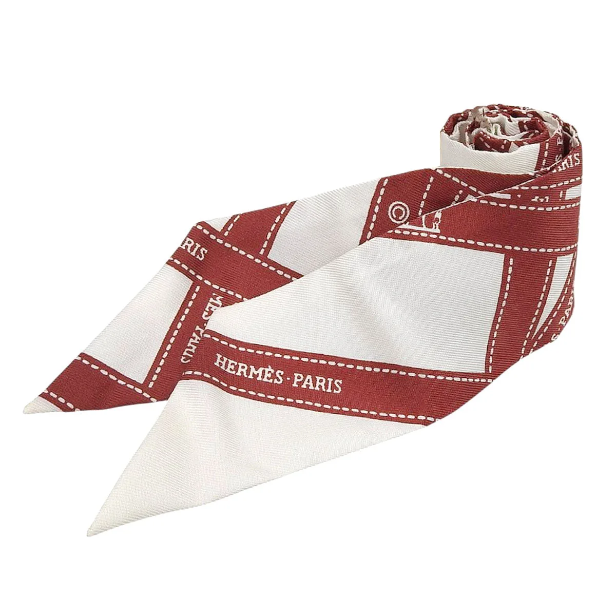 Bolduc Pattern Twilly Red/White Scarf