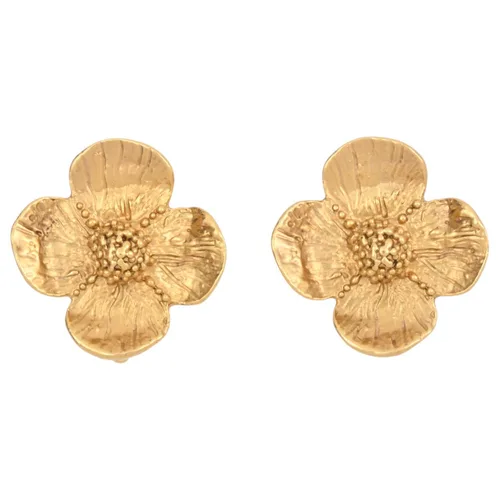 Flower Motif Earrings Gold