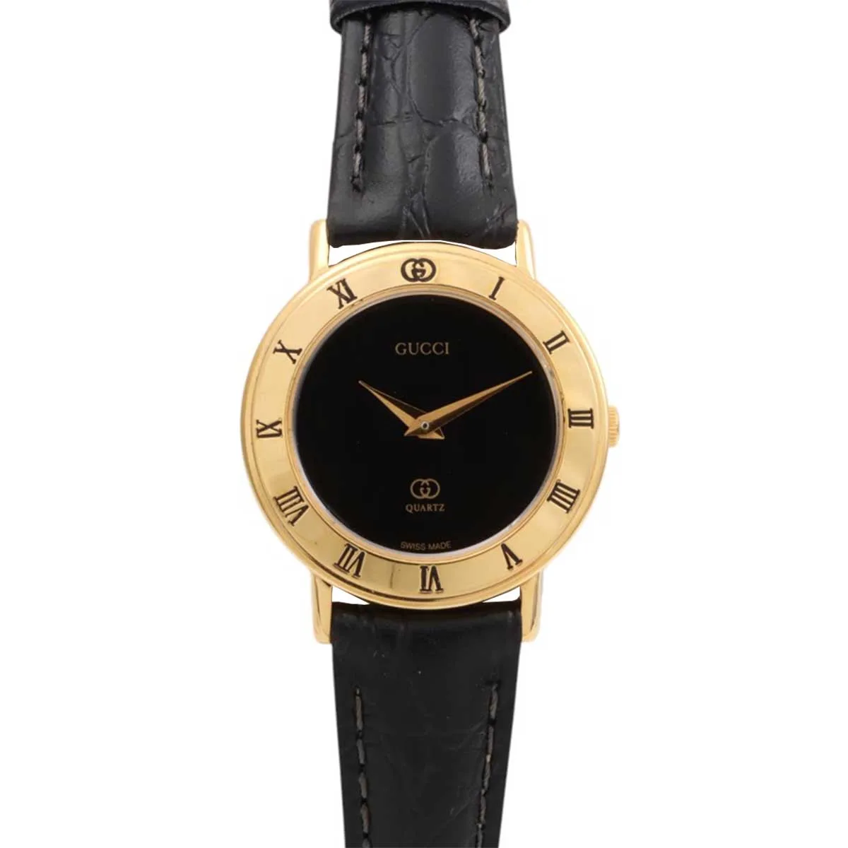 Round Logo Face Watch 29.8mm 3001L Quartz Black Wristwatch