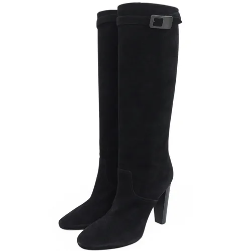 Suede long boots #38 black