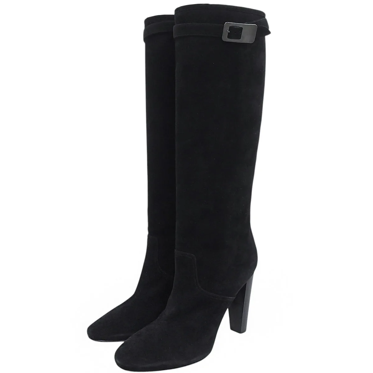 Suede long boots #38 black