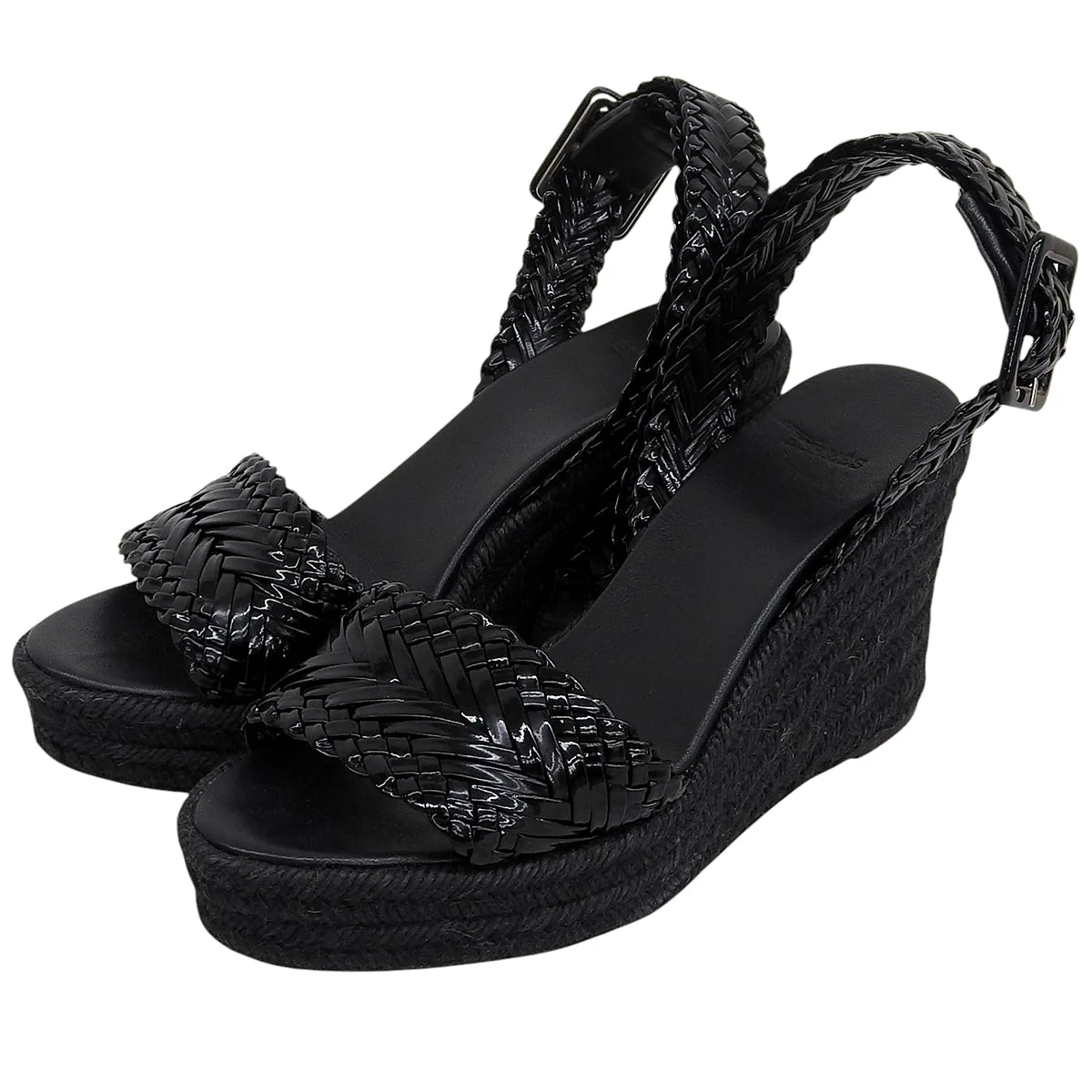 Inès Espadrille Wedge Sandals #37 Black Sandals/Mules