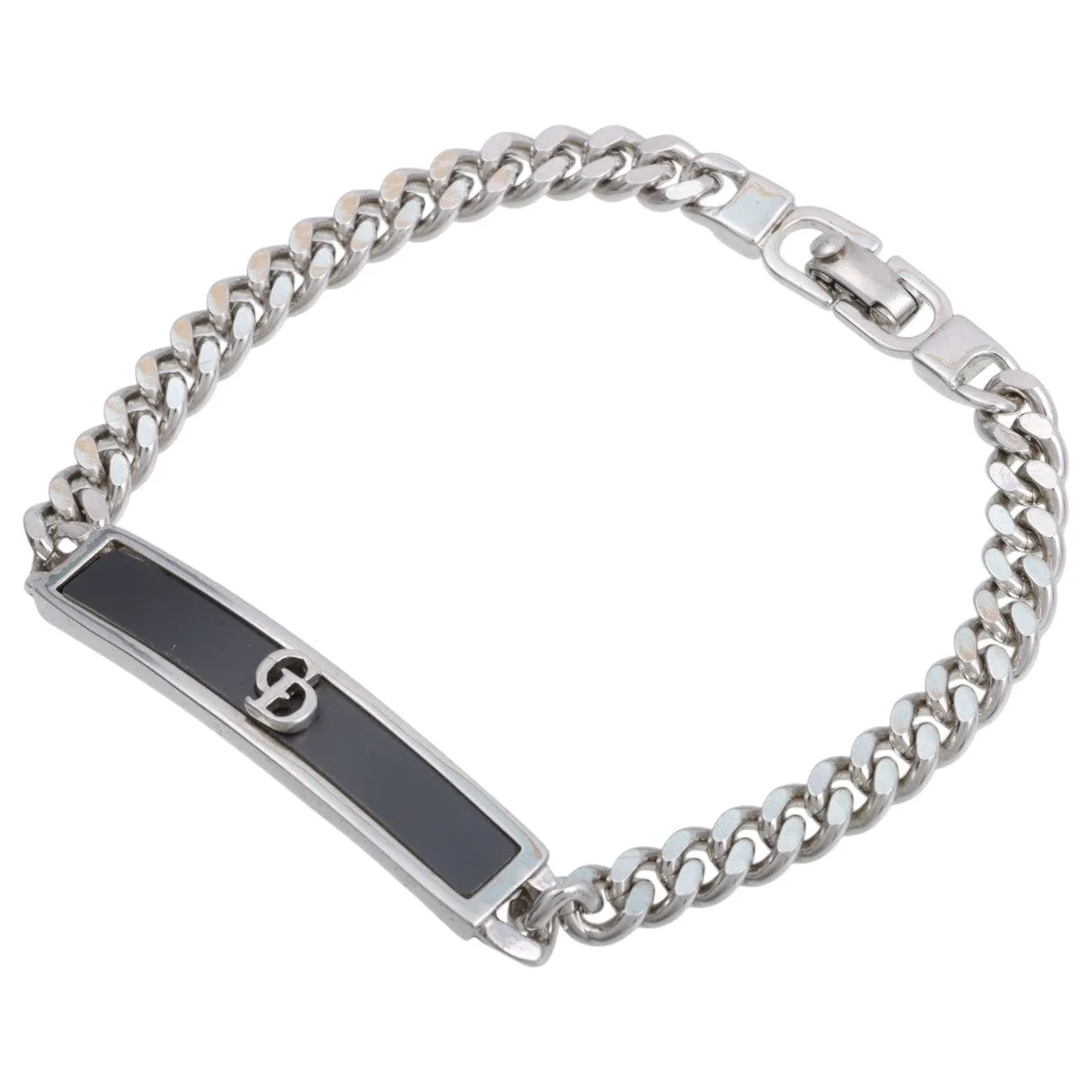 CD Logo Plate Bracelet Silver/Black