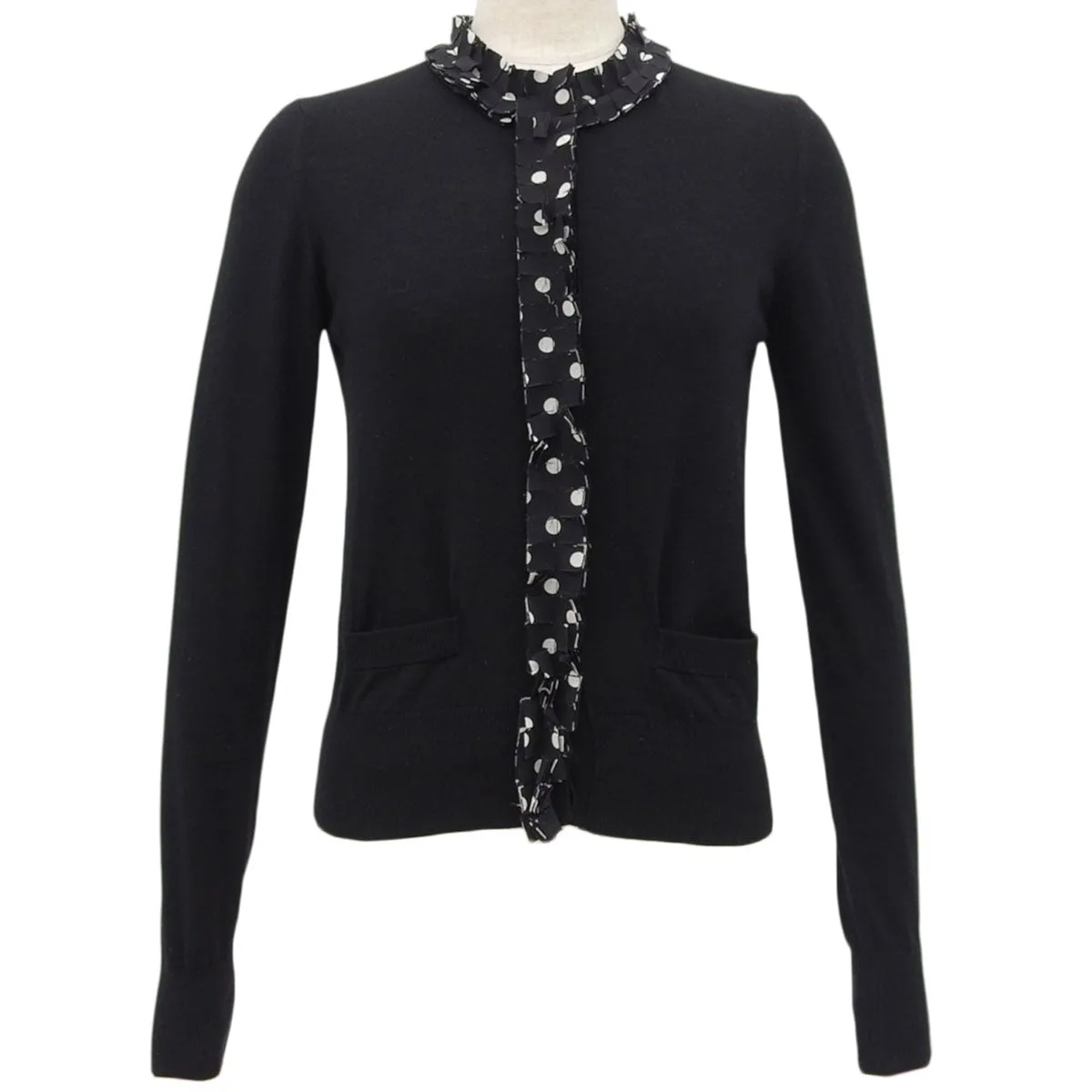 Polka Dot Ruffle Cardigan #36 Black