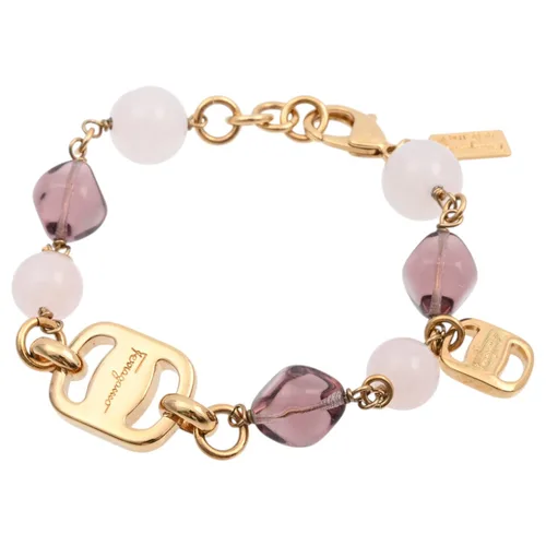 Vara Plate Stone Bracelet Gold/Pink