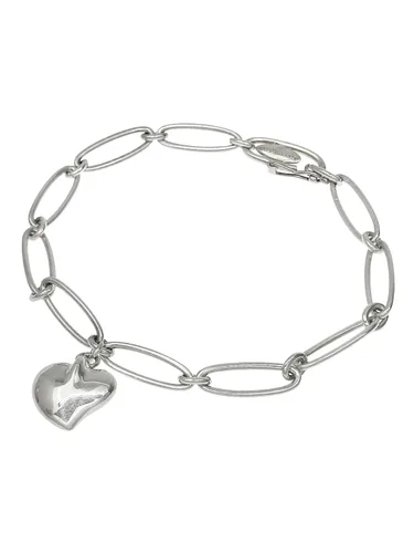 925 Curved Heart Bracelet Silver