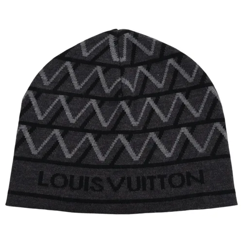 Wave Pattern Logo Beanie Charcoal Gray/Black/Gray Other Apparel