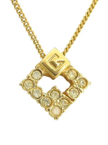 Rhinestone Logo Plate Necklace
