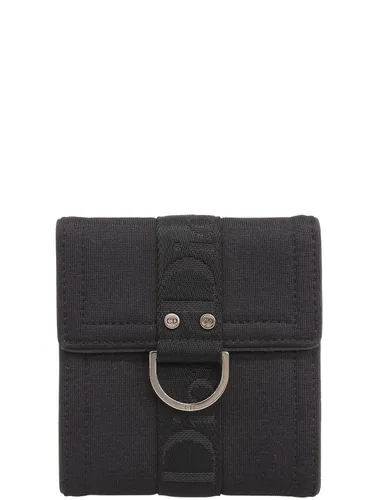 Cotton Logo Plate Wallet Black