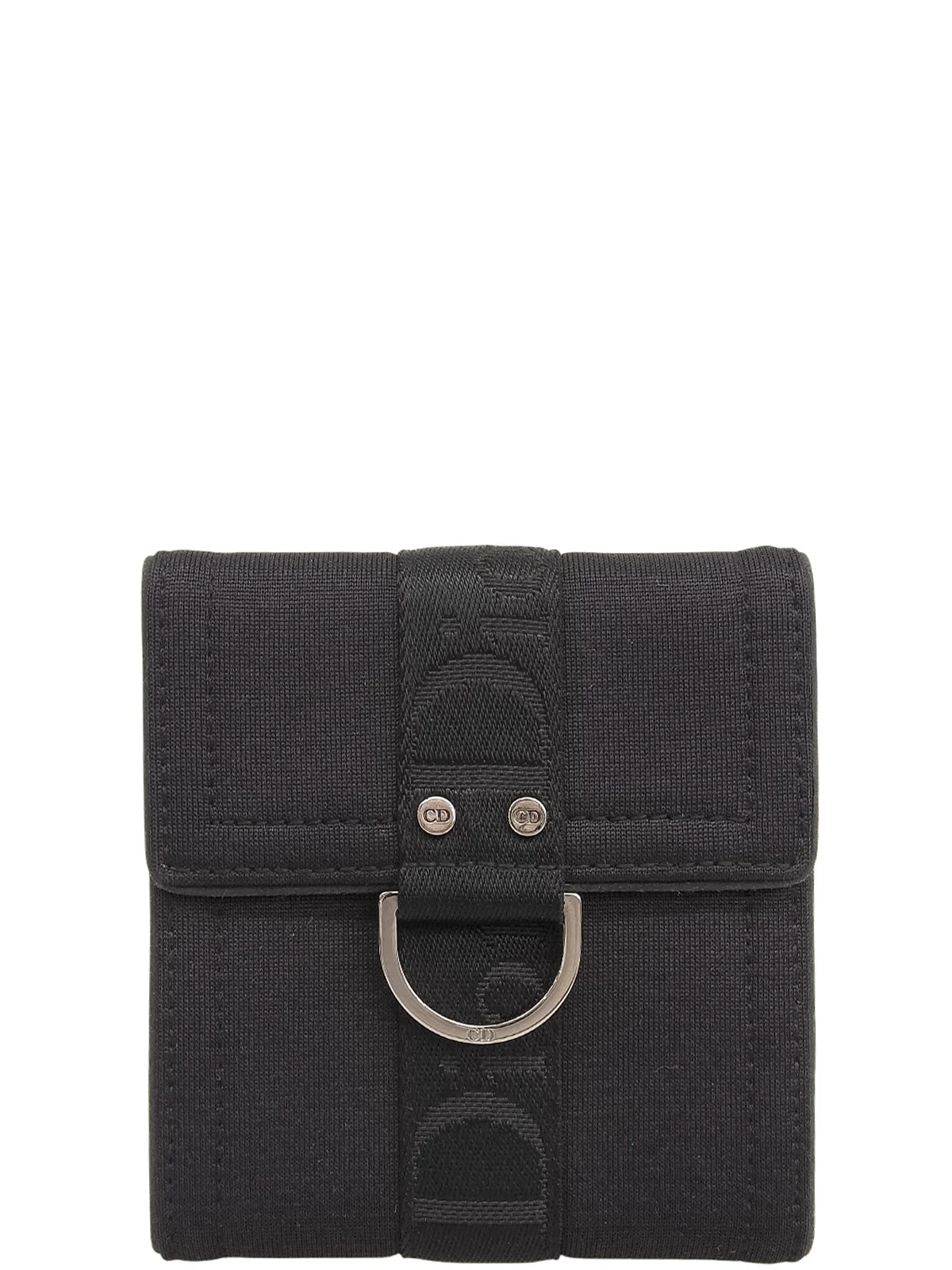 Cotton Logo Plate Wallet Black
