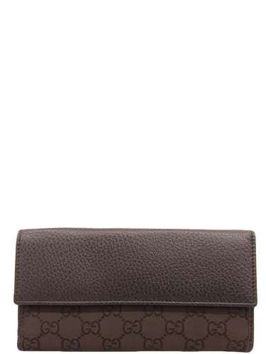GG Canvas Pattern Long Wallet Dark Brown