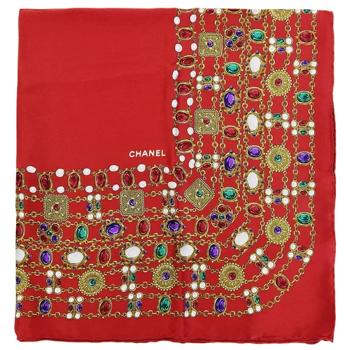 Gripoix Jewelry Pattern Scarf in Red/Multi