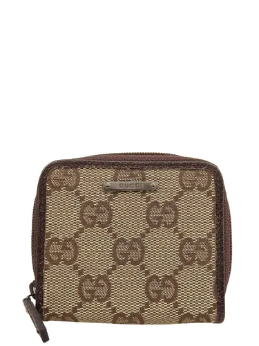 Canvas GG Pattern Coin Case Beige Coin Purse