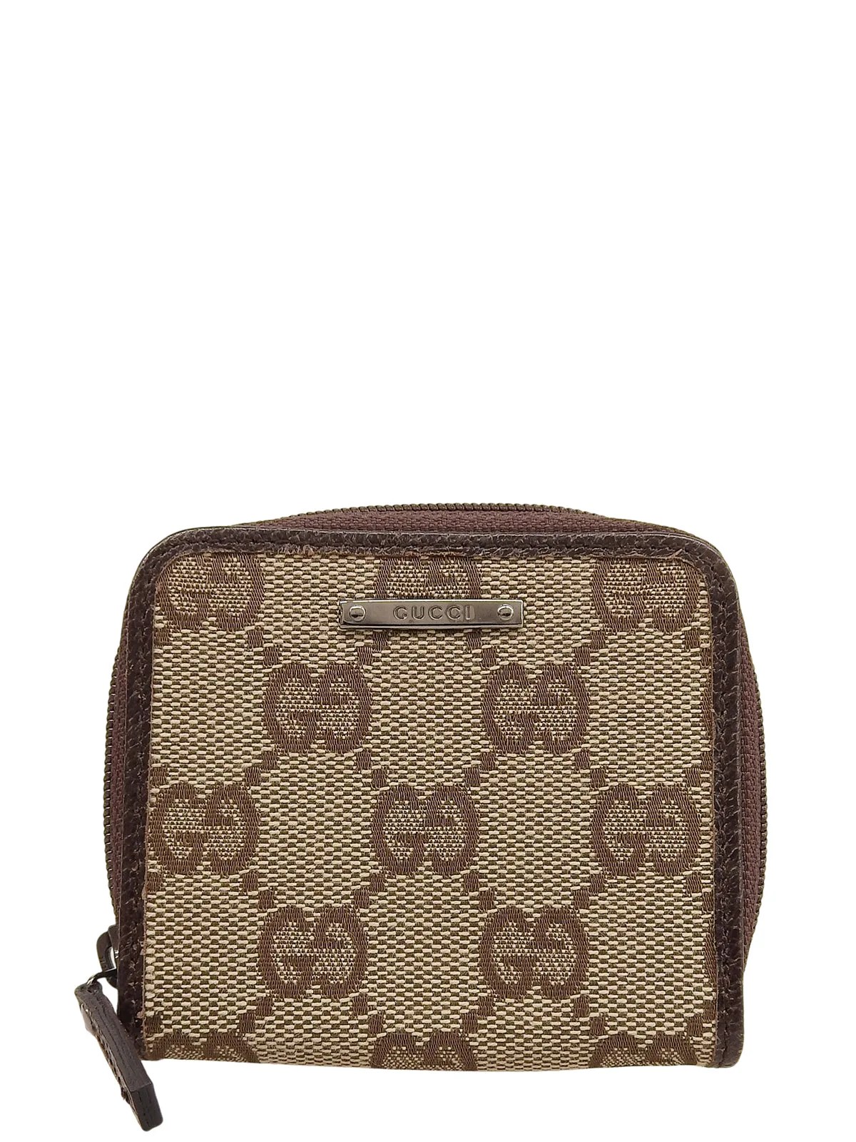 Canvas GG Pattern Coin Case Beige Coin Purse