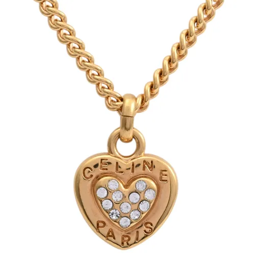Rhinestone Heart Necklace, Gold