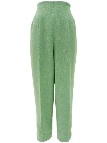 Wool Hem Slit Pants #11 Green