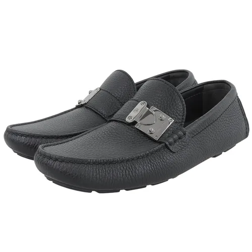Logo Buckle Loafers #6 1/2 Black