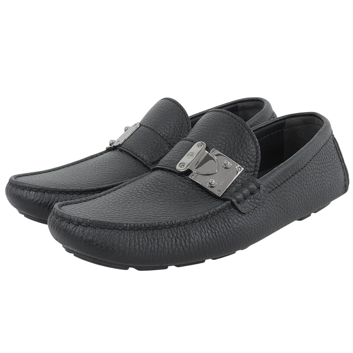 Logo Buckle Loafers #6 1/2 Black
