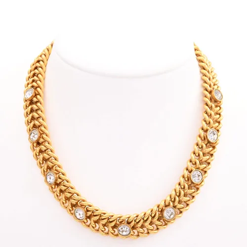 Rhinestone Triomphe Choker in Gold Fashion Necklace
