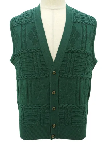 Logo Button Knit Vest Green