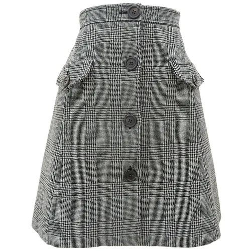 Wool Check Pattern Skirt #42 Gray