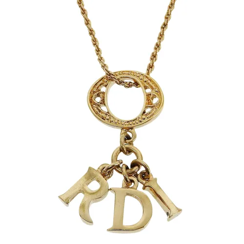 Logo Charm Necklace Gold