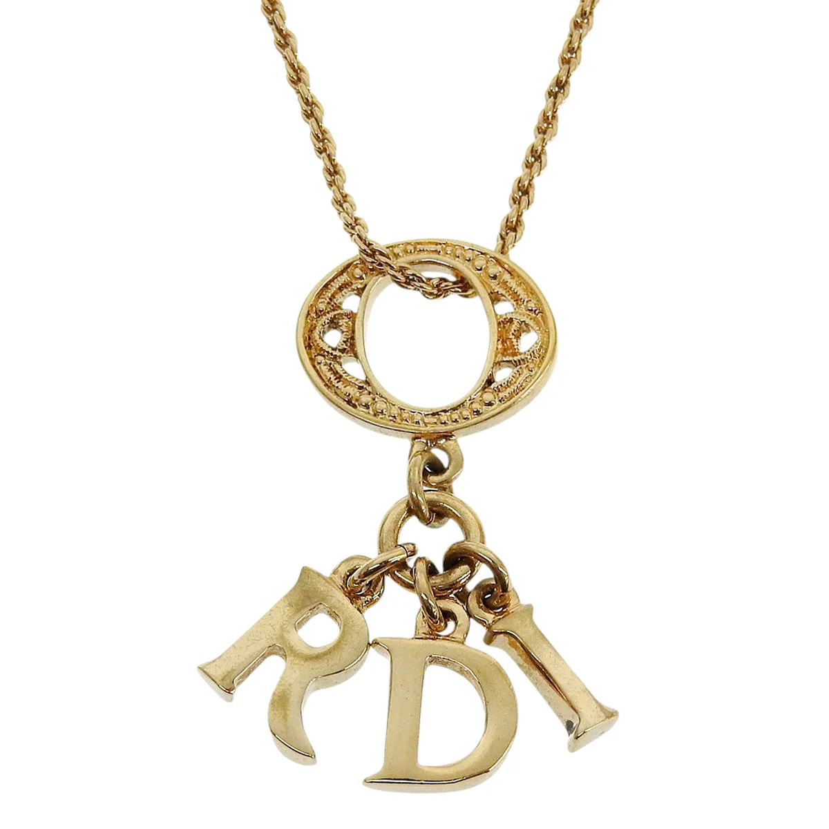 Logo Charm Necklace Gold