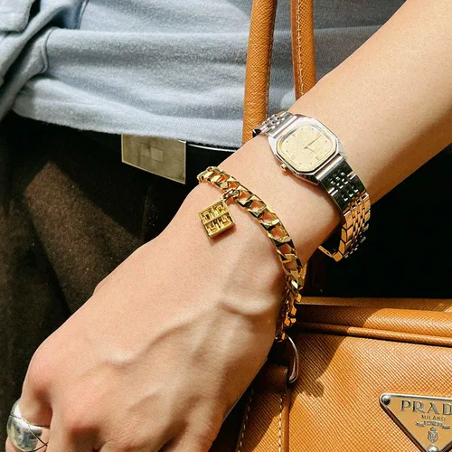 Logo Plate Bracelet Gold