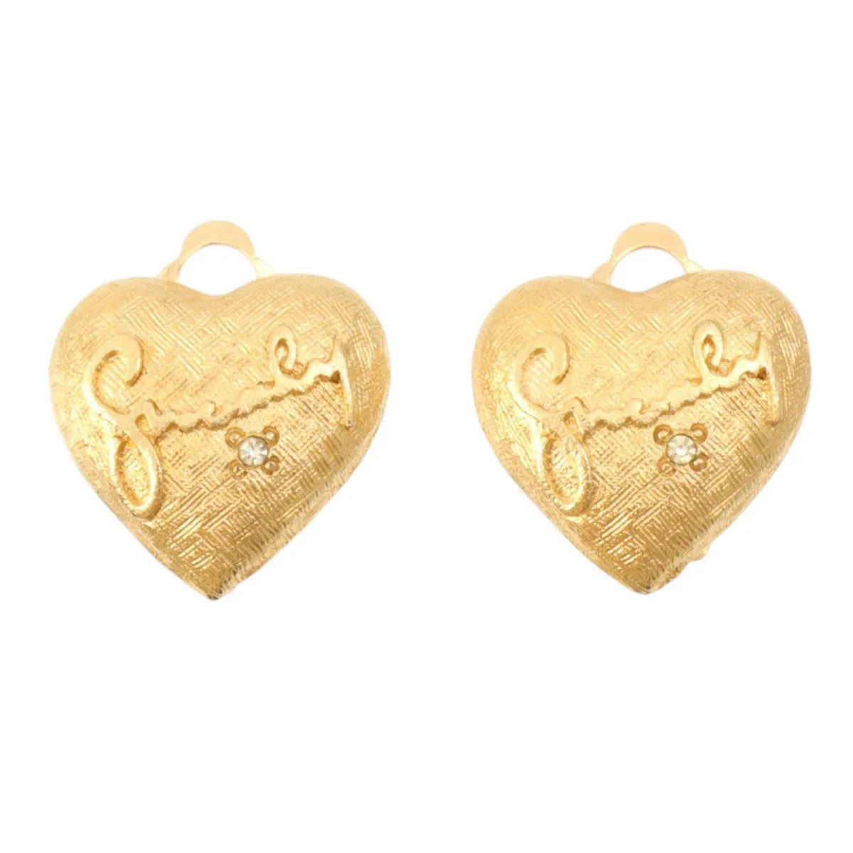 Logo Heart Motif Earrings Gold